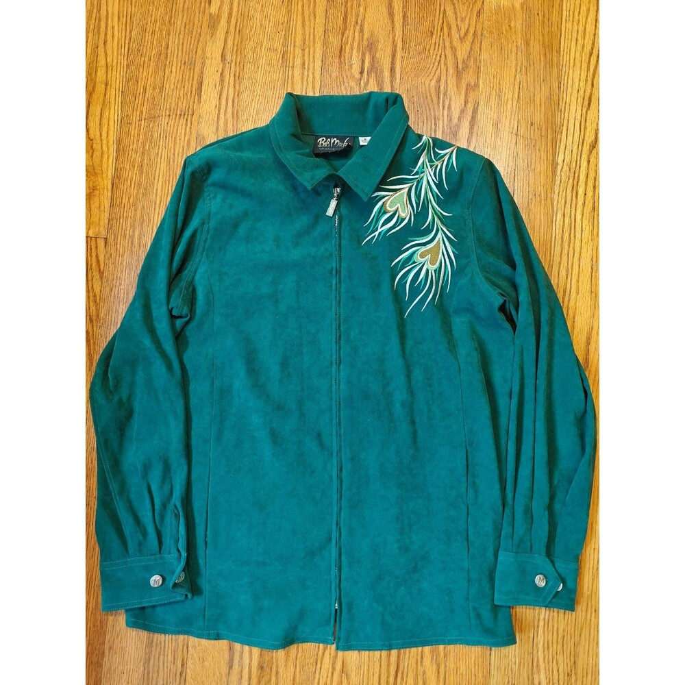 Bob Mackie Wearable Art Embroidered Women's Zip Up Top Blazer Size M Vintage Y2K
